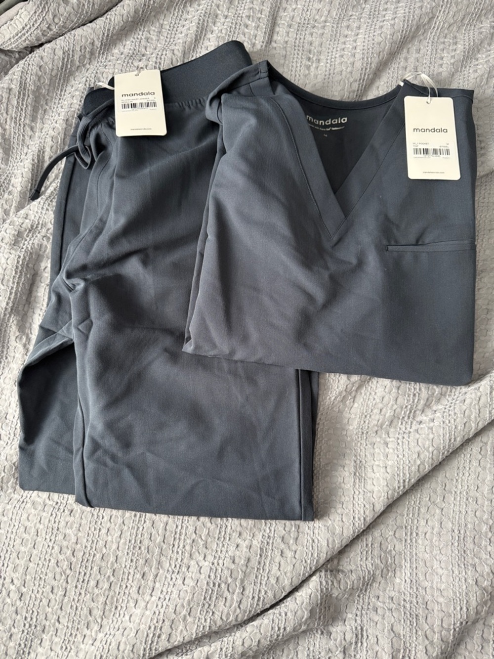 MANDALA V-neck Navy Scrub Top and Pants Set